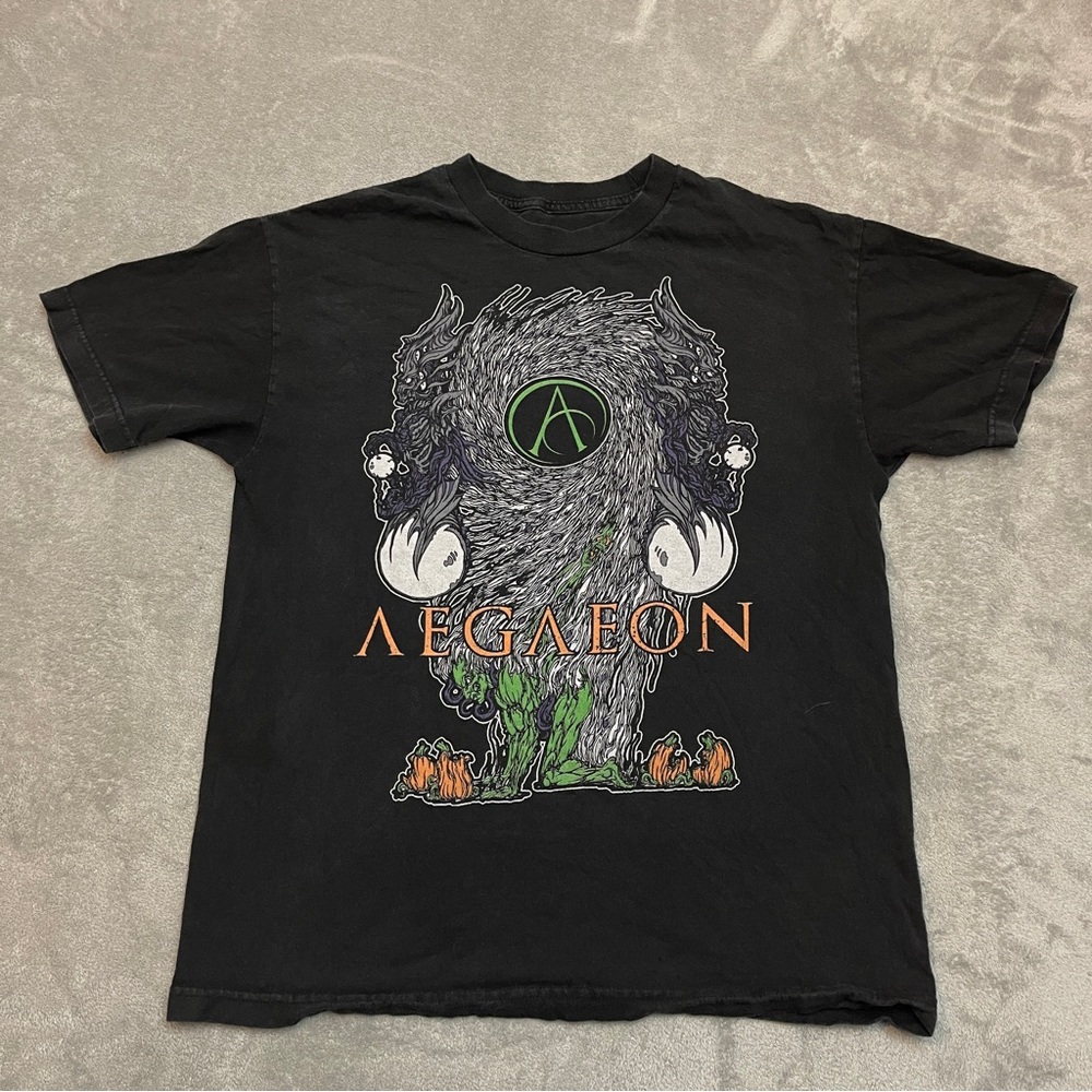 AEGAEON Deathcore Metal Band Tshirt Monster Pumpkin Patch Size Medium   See pics